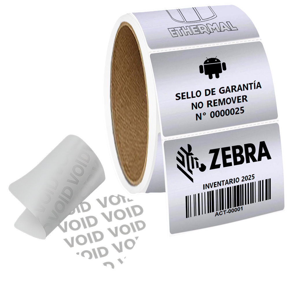 etiquetas de seguridad VOID 50x30mm numeradas en PET